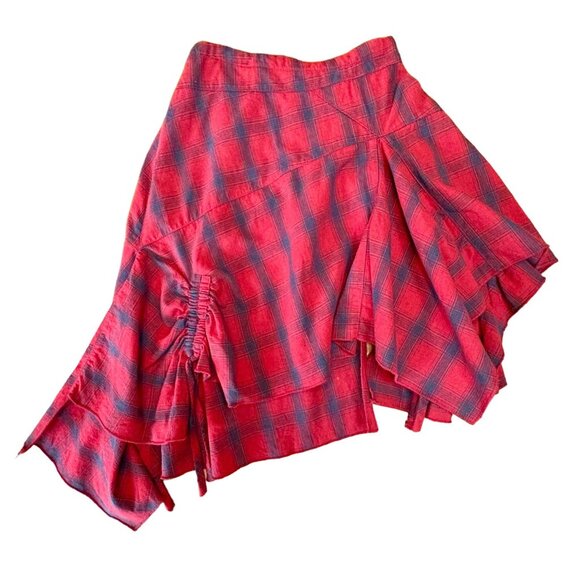 Joyfolie Other - MIA JOY Red Plaid Skirt Girls 4 4T Joyfolie Boho Girl Asymmetric Ruffle Hem Blue
